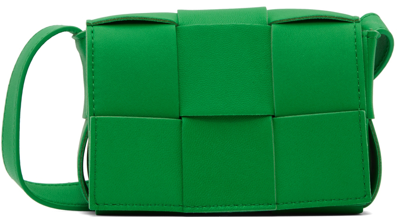 Bottega Veneta Green Candy Cassette Leather Mini Bag In 3724-parakeet-silver