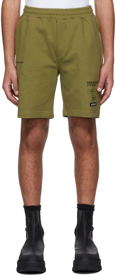 Helmut Lang Green Cotton Shorts In Fern