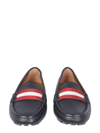 Bally Textured Leather Driver Loafers With Contrast Stripe In Black