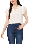 1.STATE FLUTTER SLEEVE SPLIT NECK CHIFFON BLOUSE