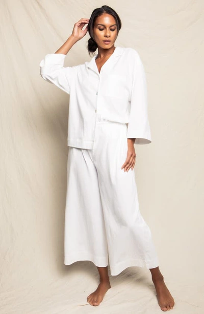 Petite Plume Kids' Luxe Pima Cotton Wide Leg Pajamas In White
