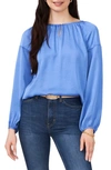 Vince Camuto Hammered Satin Blouse In Blue Jay