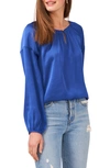Vince Camuto Hammered Satin Blouse In Deep Blue