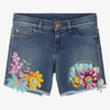 VERSACE TEEN GIRLS FLORAL DENIM SHORTS