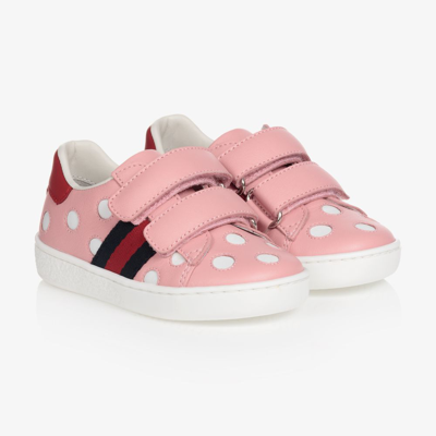 Gucci Kids' Girls Pink Polka Dot Ace Trainers