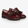 GUCCI RED LEATHER WEB LOAFERS