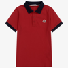 Moncler Boys Teen Red Logo Polo Shirt