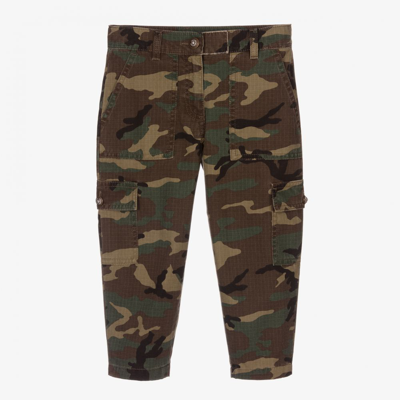 Dolce & Gabbana Kids' Girls Khaki Camouflage Trousers