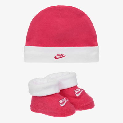 Nike Babies' Girls Pink Hat & Bootie Set