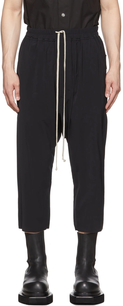 Rick Owens Black Drawstring Astaires Cropped Trousers In 09 Black