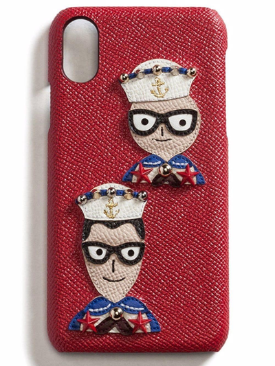 Dolce & Gabbana Applique-detail Leather Iphone X Case In Red