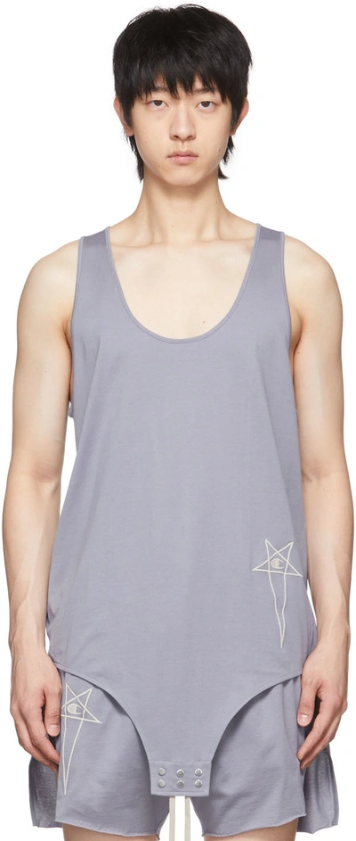 Rick Owens Blue Champion Edition Basketball Tank Top In 36 Bruise