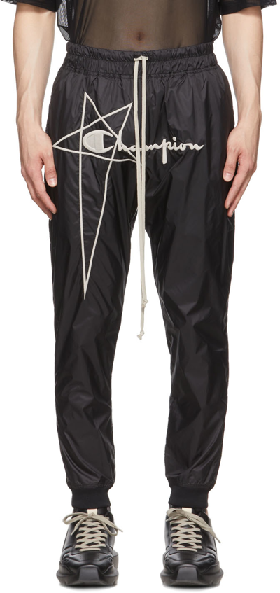 Rick Owens Black Champion Edition Nylon Track Pants