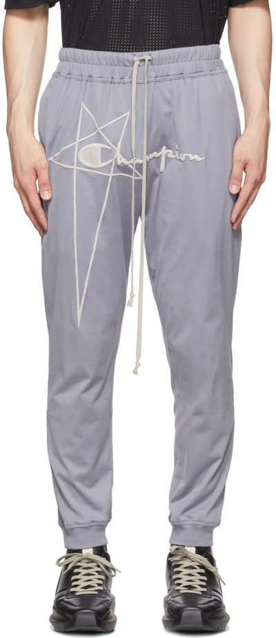 Rick Owens Purple Champion Edition Cotton Track Pants In 36 Bruise