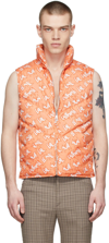 Erl Reversible Quilted Logo-print Shell Down Gilet In Orange