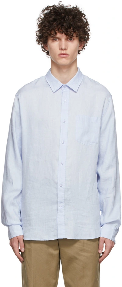 Vince Linen Button-up Shirt In Lucent Blue