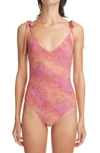 Isabel Marant Abstract-print V-neck One-piece In Orange,multi