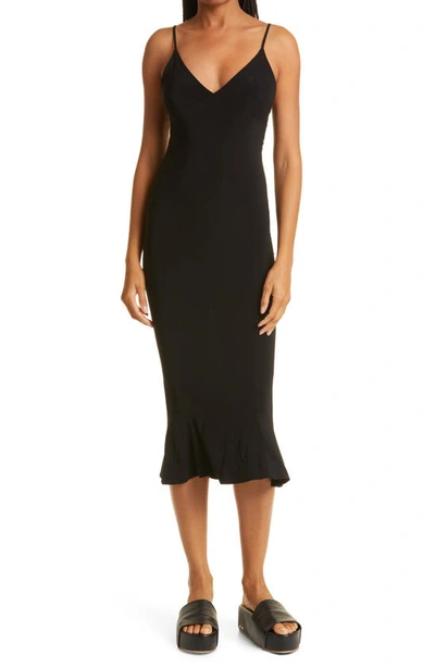 Norma Kamali Racer Fishtail Midi Dress In Black