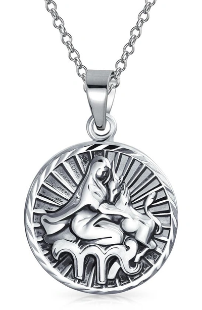 Bling Jewelry Zodiac Medallion Pendant Necklace In Silver - Virgo