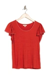 Max Studio Flutter Sleeve Jersey Top In Brick