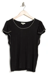 Max Studio Flutter Sleeve Jersey Top In Black
