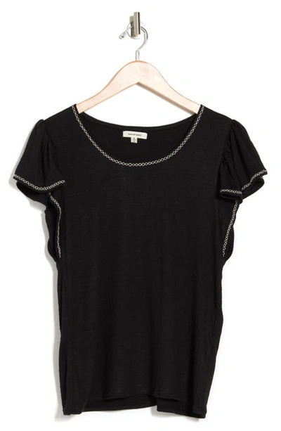 Max Studio Flutter Sleeve Jersey Top In Black