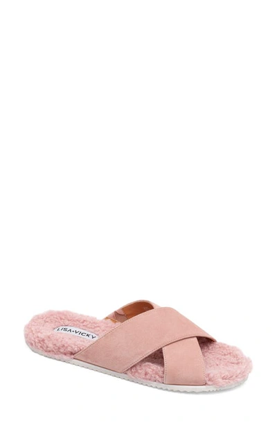 Lisa Vicky Snug Slide Sandal In Pink Suede