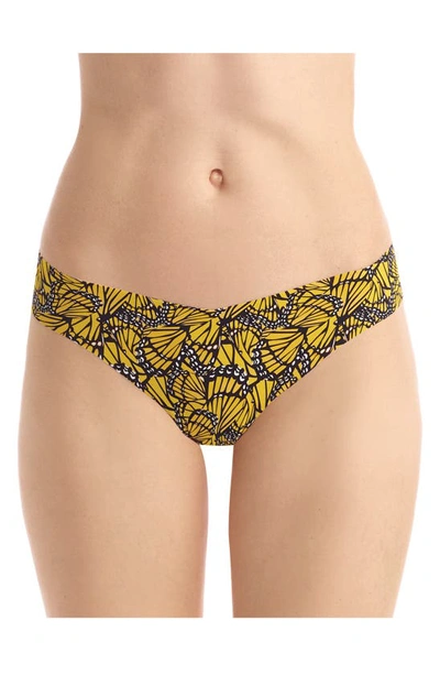 Commando Print Thong In Yellow Butterfly