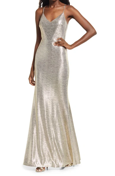 Lulus Came To Stun Mermaid Maxi Dress In Light Gold