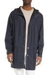 Rains Waterproof Longline Jacket In Navy