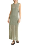 Rag & Bone Riley Crochet-knit Split Hem Maxi Dress In Sage Green