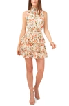 1.state Sleeveless Smocked Neck Dress With Ruffle Tiered Skirt In Daybreak Watercolor