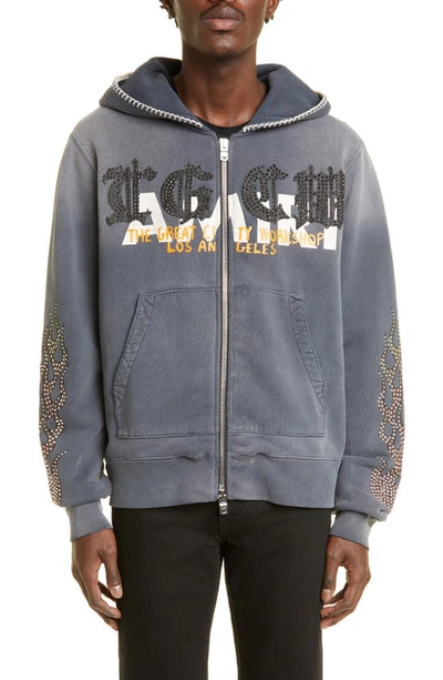 Amiri T.g.c.w. Crystal Zip Graphic Hoodie In Black