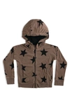 Nununu Kids' Star Light Zip Hoodie In Earth Brown