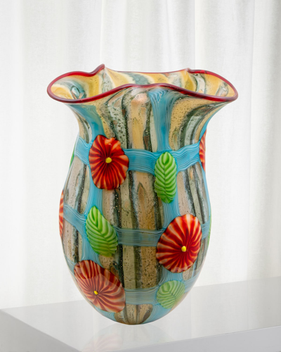 Dale Tiffany Plazio Art Glass Vase In Multi
