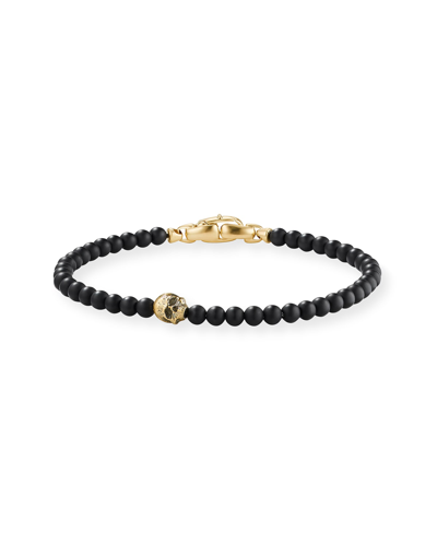David Yurman Men's Memento Mori Skull Station Bracelet In Black Onyx