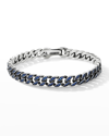 DAVID YURMAN MEN'S 8MM CURB CHAIN BRACELET WITH SAPPHIRES AND SILVER