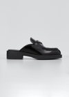 PRADA LEATHER LOGO LOAFER MULES