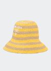 Prada Striped Logo Bucket Sun Hat In F0m7f Naturale Gi