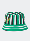 Prada Striped Triangle Logo Bucket Hat In F025r Mango Nero