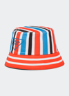 Prada Striped Triangle Logo Bucket Hat In F02y7 Arancio Mar