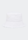 Prada Fringe Triangle Logo Bucket Hat In F0009 Bianco