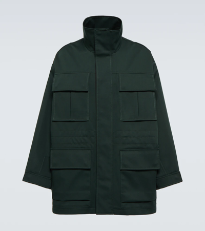 Ami Alexandre Mattiussi Zipped Parka With Elasticated Waist And Patch Pockets In Green