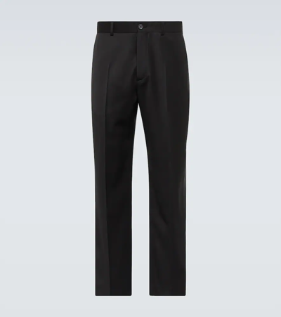 Balenciaga Crop Flare Raw Hem Cotton Pants In Black
