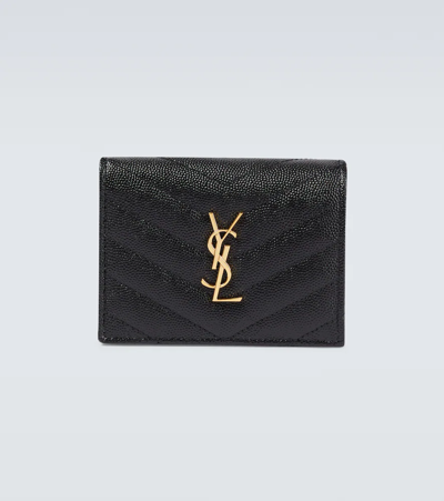 Saint Laurent Grained Leather Wallet In Nero/nero
