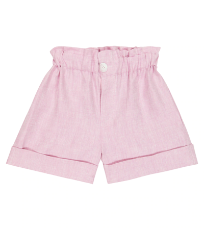 Paade Mode Kids' Linen Shorts In Forgetmenot Pink