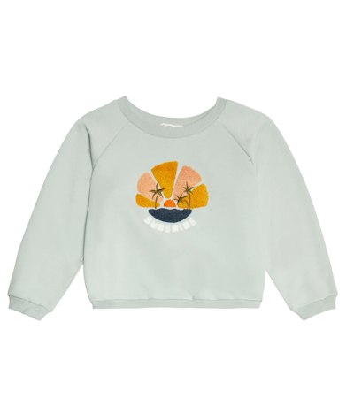 Louise Misha Kids' Samuel Embroidered Cotton Sweatshirt In Lagoon