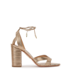 AQUAZZURA ARI 85 PYTHON-EFFECT GOLD LEATHER SANDALS