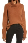 Treasure & Bond Drape Turtleneck Sweater In Rust Leather