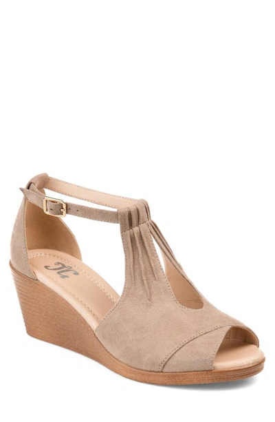 Journee Collection Kedzie Wedge Sandal In Taupe